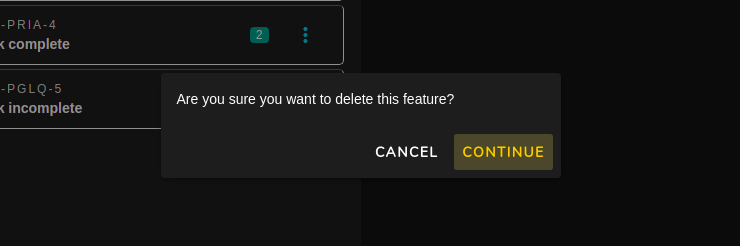 Confirm feature deletion