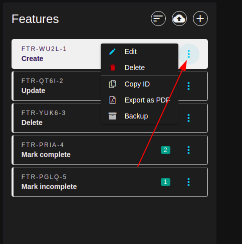 Feature options