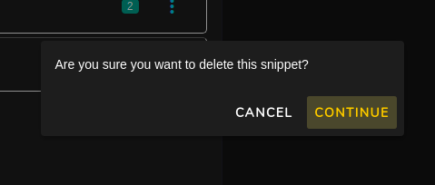 Confirm snippet deletion